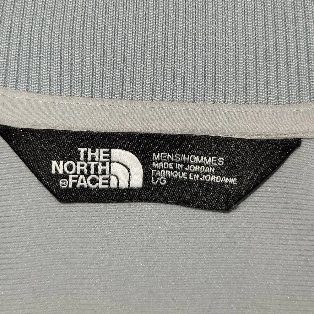 The North Face Mens Large Full Zip Track Jacket‎ Grey Navy Blue Mock Neck Active